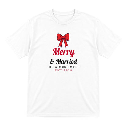 Personalised Merry & Married Christmas Jumper & T-Shirt T-Shirt in White