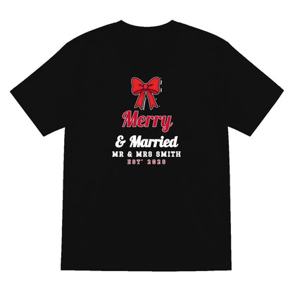 Personalised Merry & Married Christmas Jumper & T-Shirt T-Shirt in Black