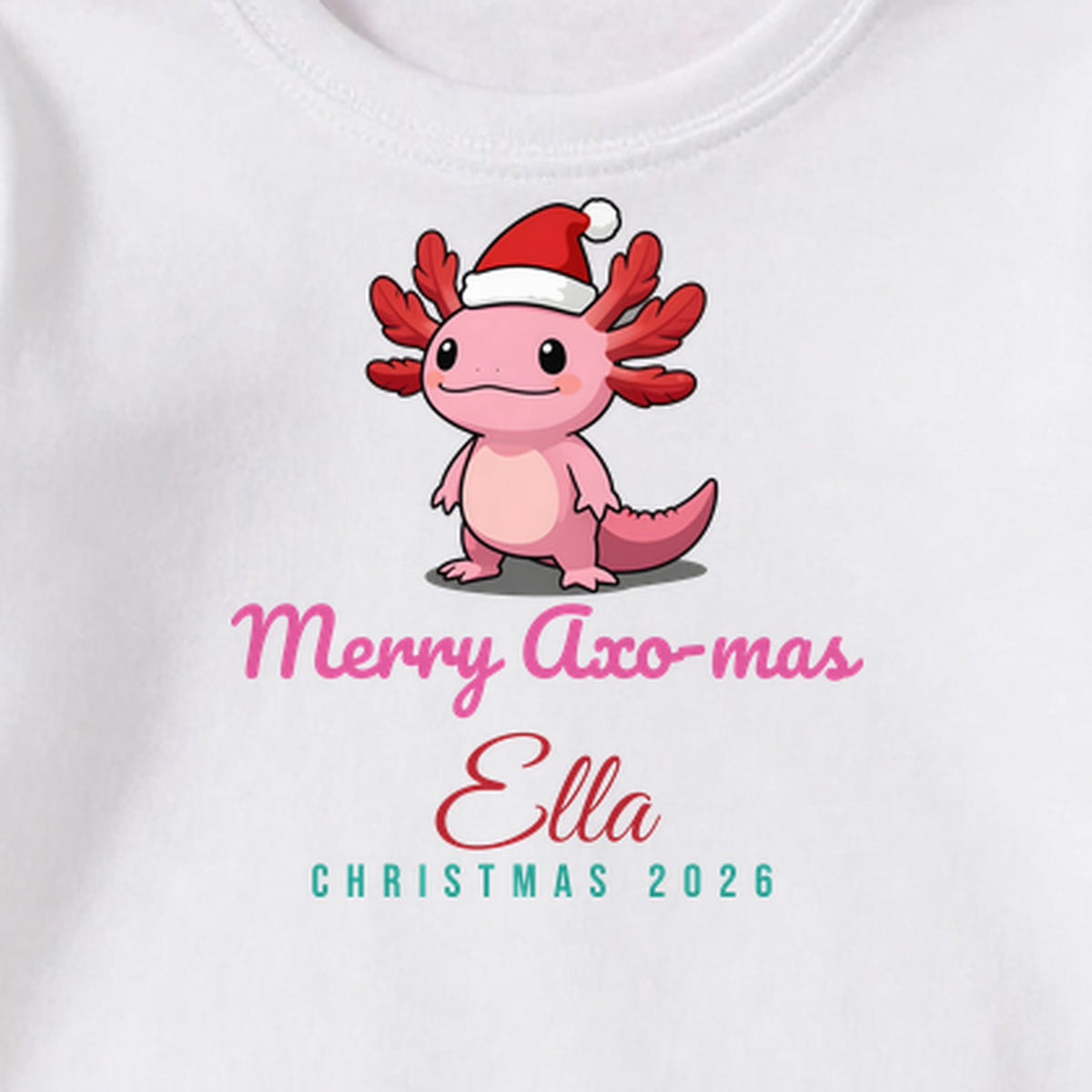 Merry Axo-mas Axolotl personalised print close-up