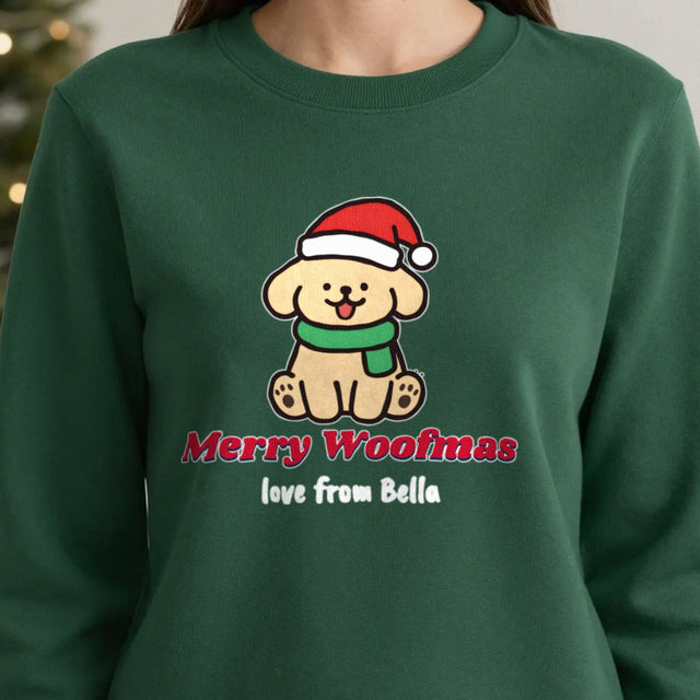 Personalised Merry Woofmas Dog Christmas Jumper & T-Shirt | Love from Dog's Name