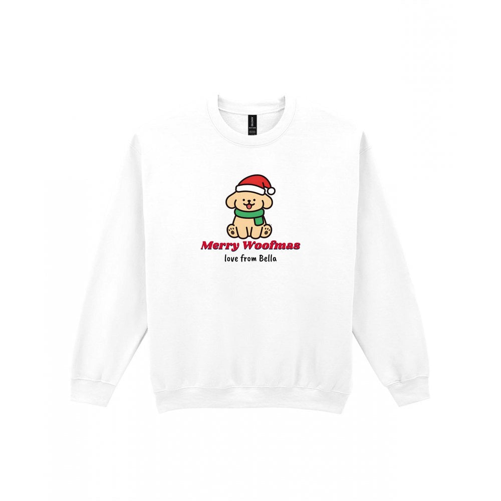 Personalised Merry Woofmas Dog Christmas Jumper & T-Shirt Sweatshirt in White