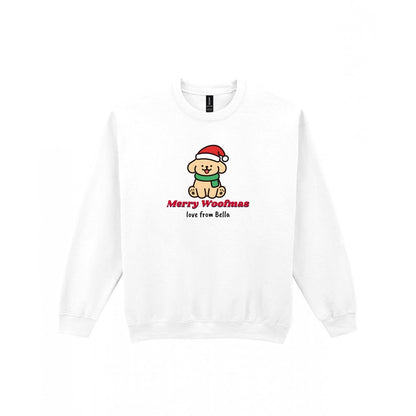 Personalised Merry Woofmas Dog Christmas Jumper & T-Shirt Sweatshirt in White