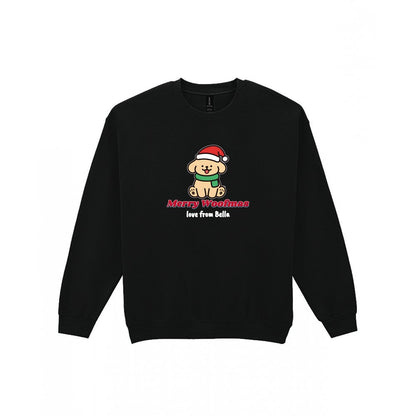 Personalised Merry Woofmas Dog Christmas Jumper & T-Shirt Sweatshirt in Black