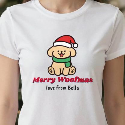 Personalised Merry Woofmas Dog Christmas Jumper & T-Shirt in another colour