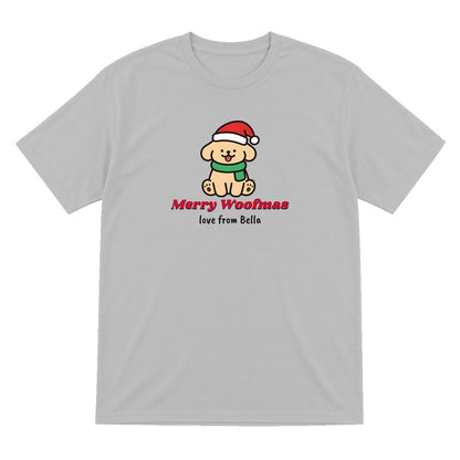 Personalised Merry Woofmas Dog Christmas Jumper & T-Shirt T-Shirt in Sport Grey