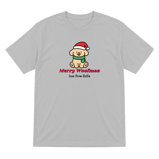 Personalised Merry Woofmas Dog Christmas Jumper & T-Shirt T-Shirt in Sport Grey