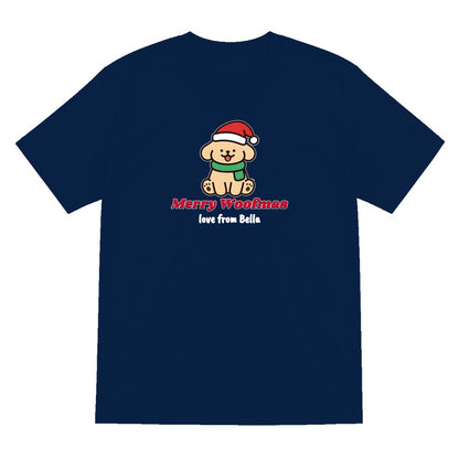Personalised Merry Woofmas Dog Christmas Jumper & T-Shirt T-Shirt in Navy