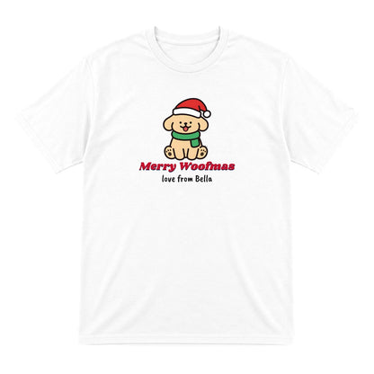 Personalised Merry Woofmas Dog Christmas Jumper & T-Shirt T-Shirt in White