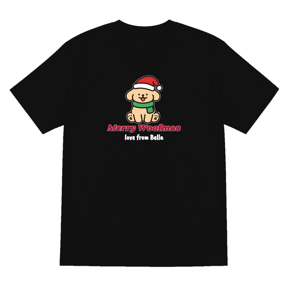 Personalised Merry Woofmas Dog Christmas Jumper & T-Shirt T-Shirt in Black