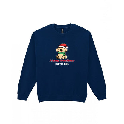 Personalised Merry Woofmas Dog Christmas Jumper & T-Shirt Sweatshirt in Navy
