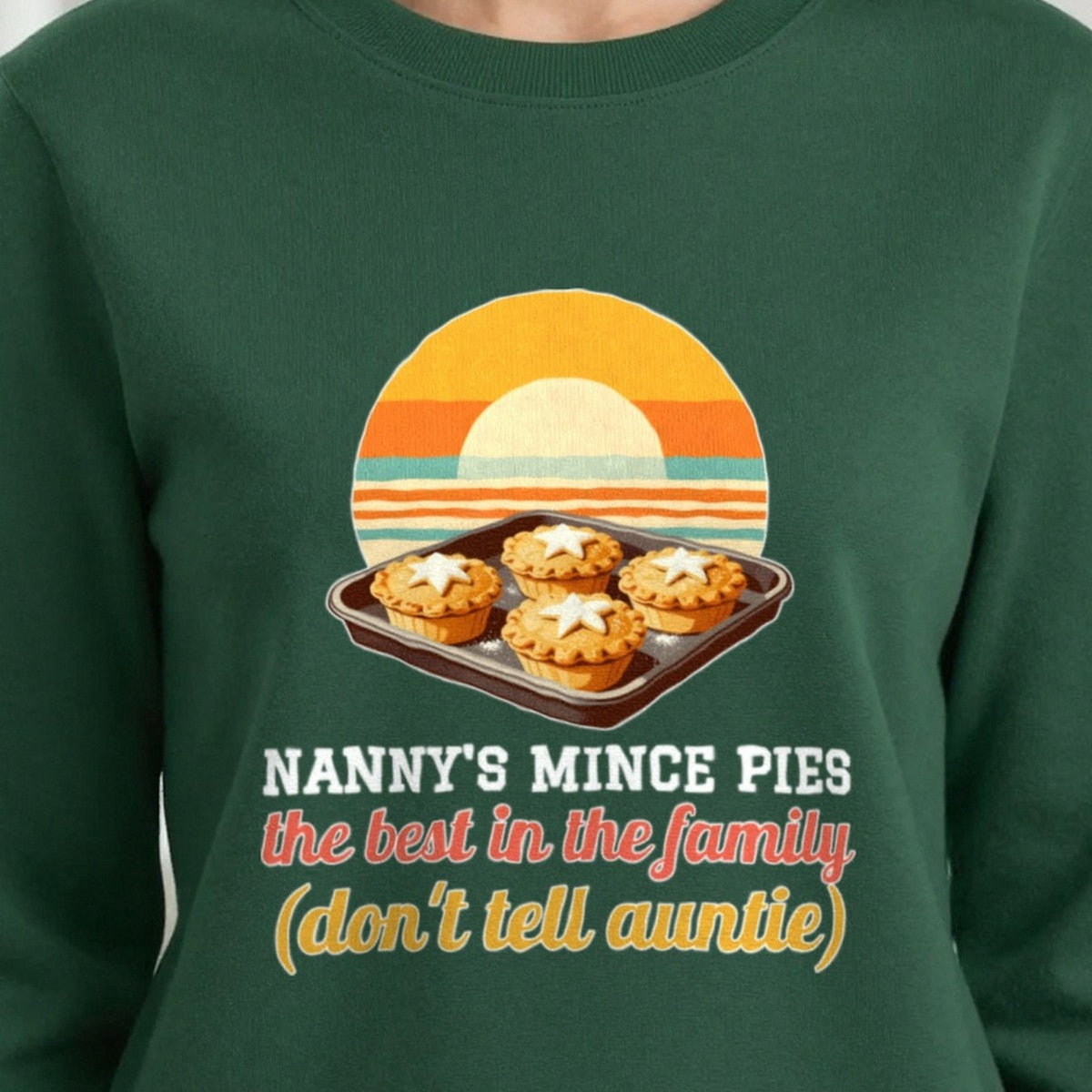 Personalised Mince Pies Christmas Jumper & T-Shirt print close-up, our photo