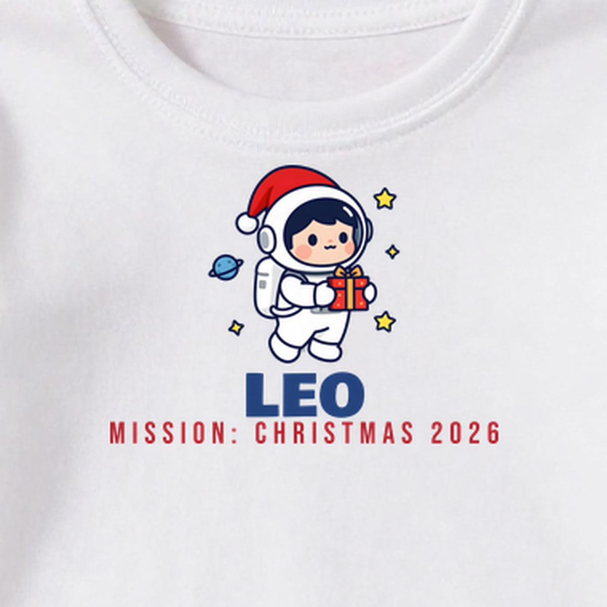 Mission Christmas Astronaut personalised print close-up