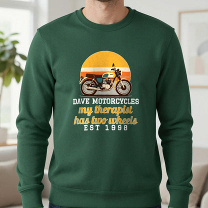 Personalised Motorcycles T-Shirt & Sweatshirt Sweatshirt in Forest Green, worn, our photo