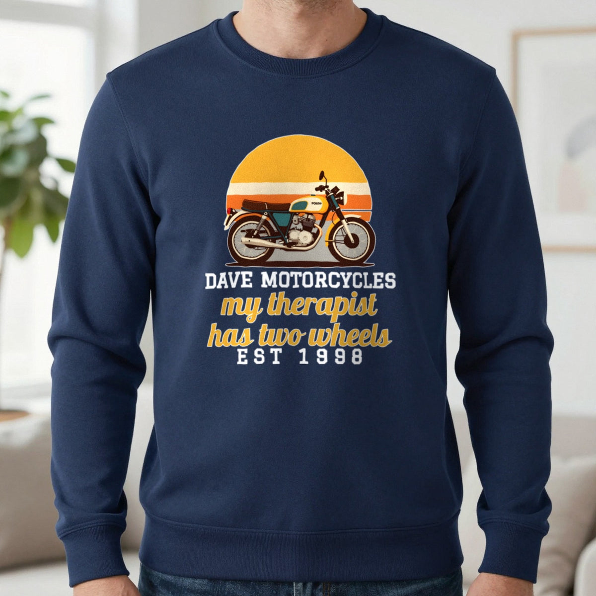 Personalised Motorcycles T-Shirt & Sweatshirt Sweatshirt in Navy, worn, our photo
