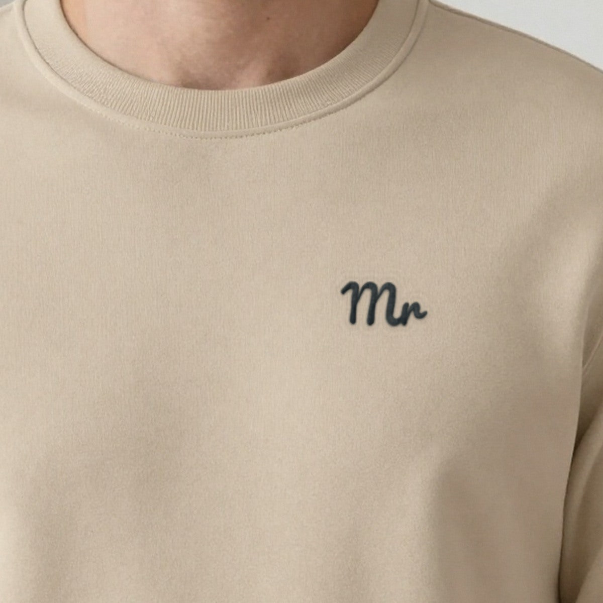 Mr and Mrs Sweatshirts Set, mr sweatshirt in sand, embroidered