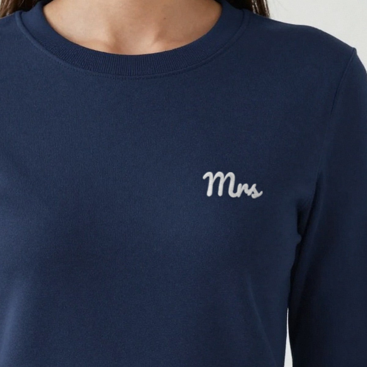 Mr and Mrs Sweatshirts Set, mrs sweatshirt in navy, embroidered