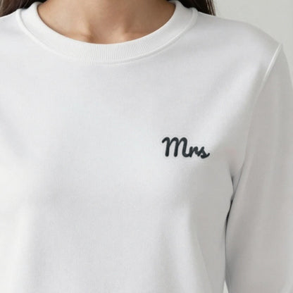 Mr and Mrs Sweatshirts Set, mrs sweatshirt in white, embroidered