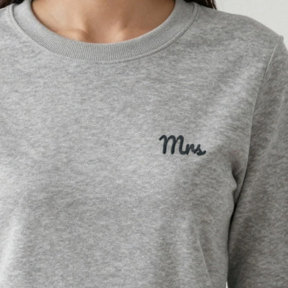 Mr and Mrs Sweatshirts Set, mrs sweatshirt in ash, embroidered