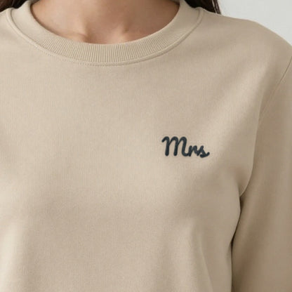 Mr and Mrs Sweatshirts Set, mrs sweatshirt in sand, embroidered