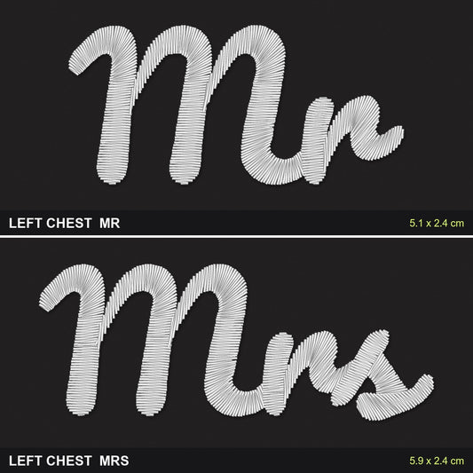 Mr and Mrs Sweatshirts Set: close-up of the real stitches with sizes
