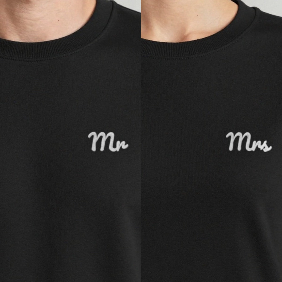 Mr and Mrs Sweatshirts Set, set of 2 sweatshirts in black, embroidered