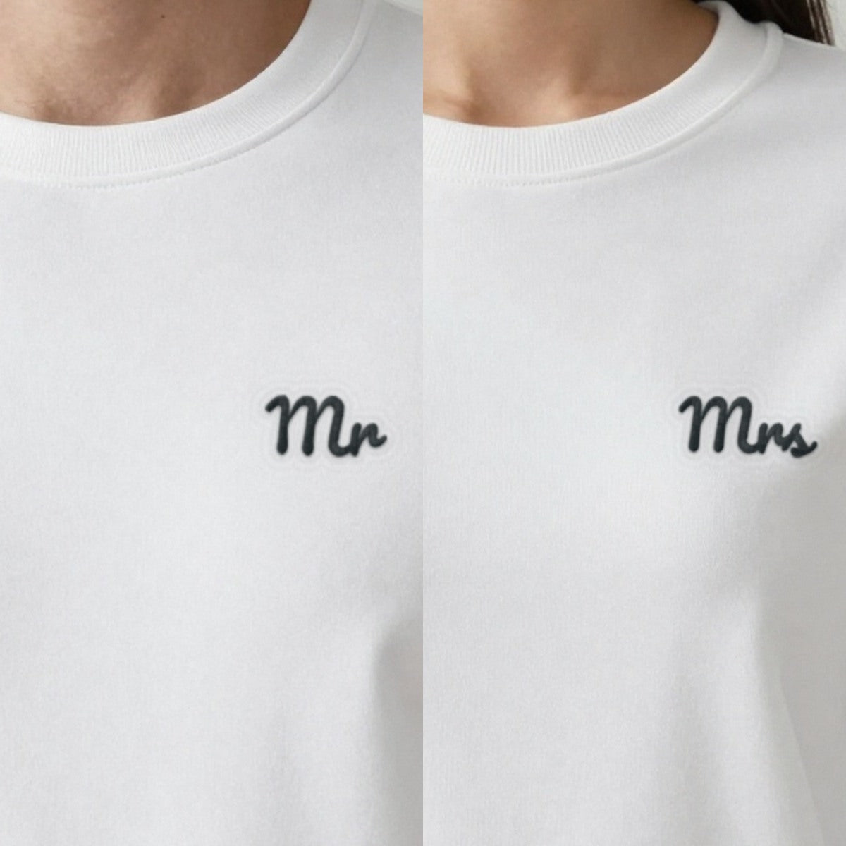 Mr and Mrs Sweatshirts Set, set of 2 sweatshirts in white, embroidered