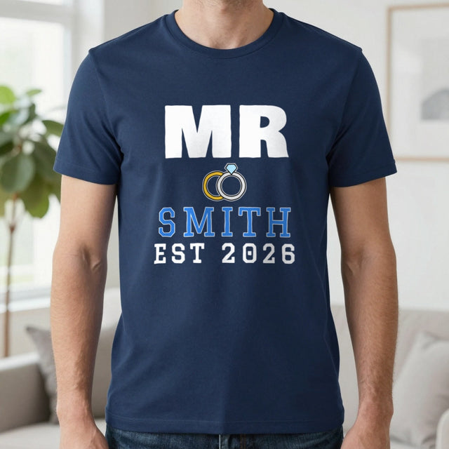 Personalised Mr Surname Est. T-Shirt | Matching Mr & Mrs Couples Gift