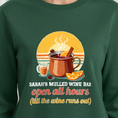 Personalised Mulled Wine Bar Christmas Jumper & T-Shirt print close-up, our photo