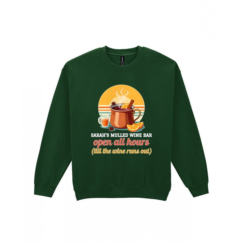 Personalised Mulled Wine Bar Christmas Jumper & T-Shirt laid flat