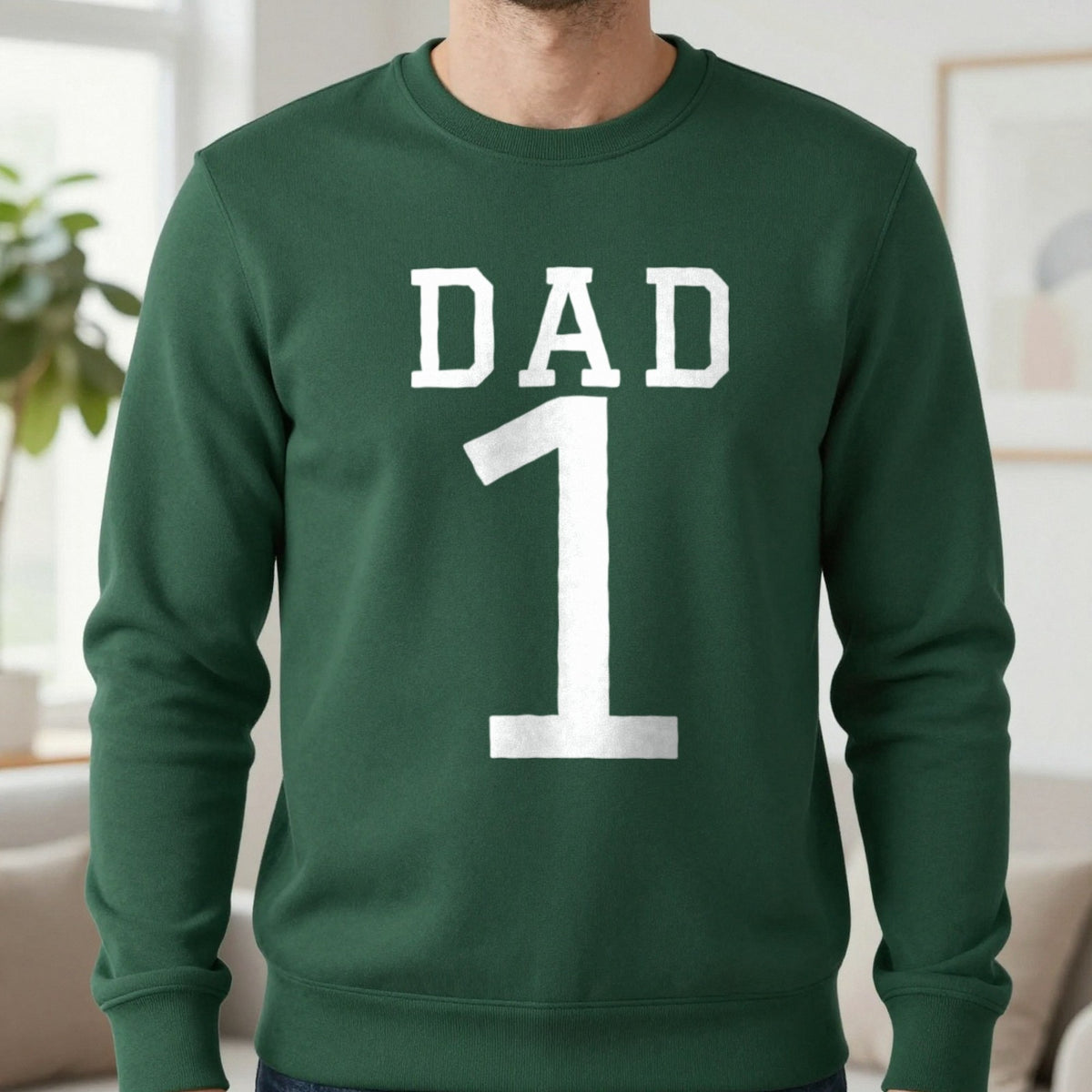 Personalised Name And Number T-Shirt & Sweatshirt Sweatshirt in Forest Green, worn, our photo
