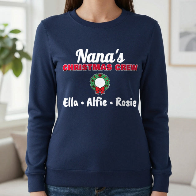 Personalised Nana's Christmas Crew Jumper & T-Shirt | Grandkids Names