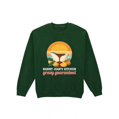 Personalised Nanny Christmas Kitchen Christmas Jumper & T-Shirt laid flat