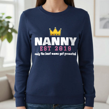 Personalised Nanny Est. T-Shirt & Sweatshirt Sweatshirt in Navy, worn, our photo