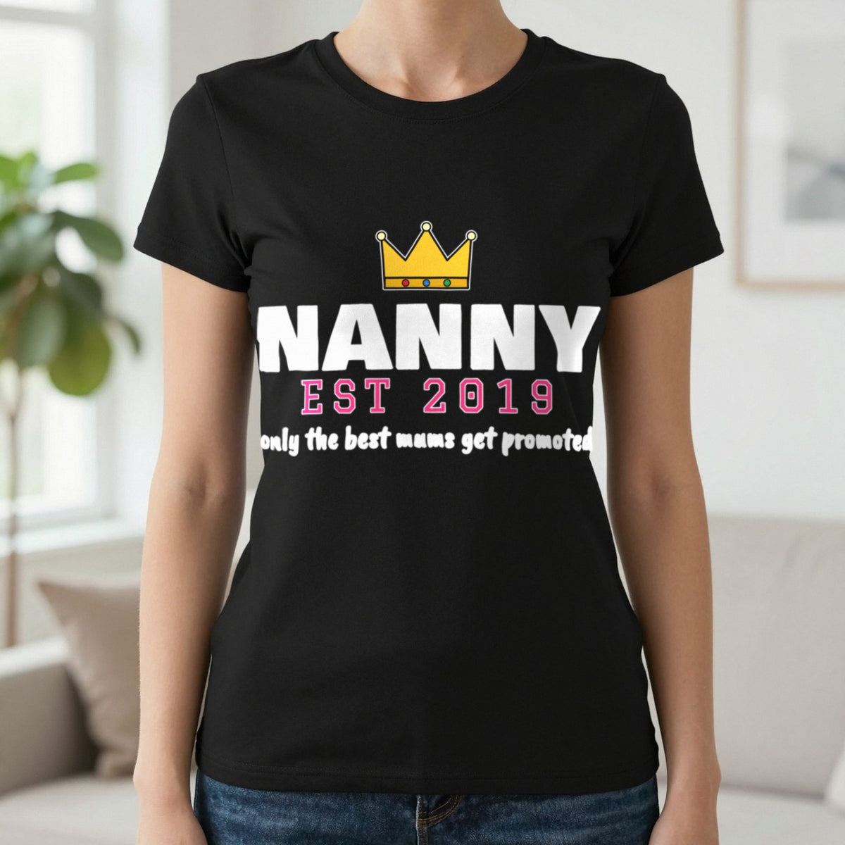 Personalised Nanny Est. T-Shirt & Sweatshirt T-Shirt in Black, worn, our photo