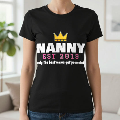 Personalised Nanny Est. T-Shirt & Sweatshirt T-Shirt in Black, worn, our photo