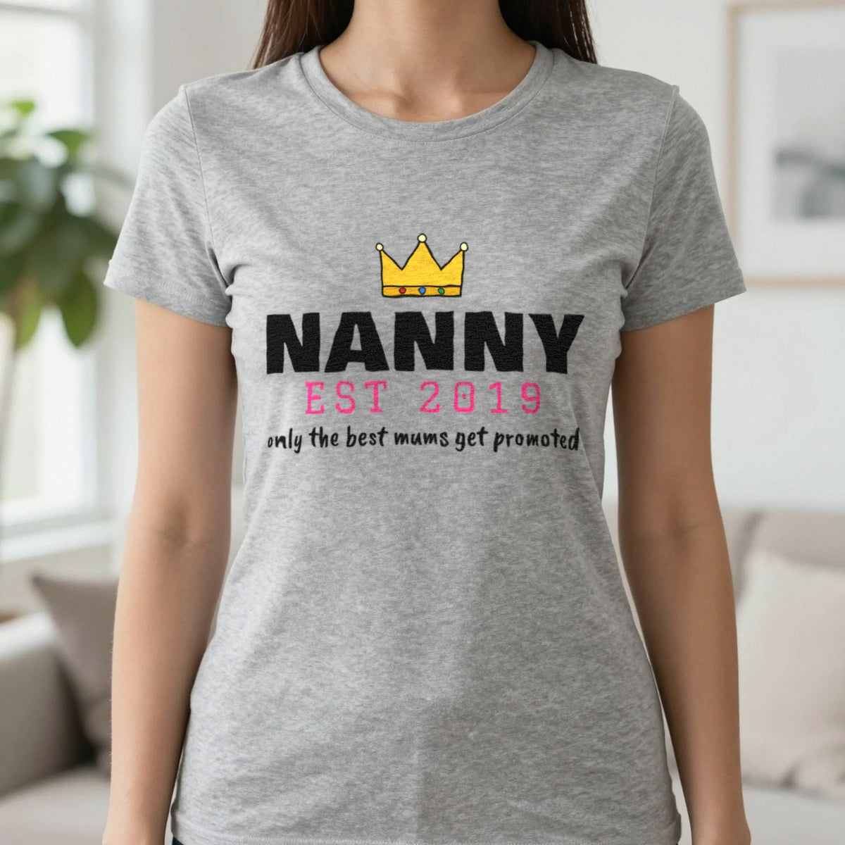 Personalised Nanny Est. T-Shirt & Sweatshirt T-Shirt in Sport Grey, worn, our photo