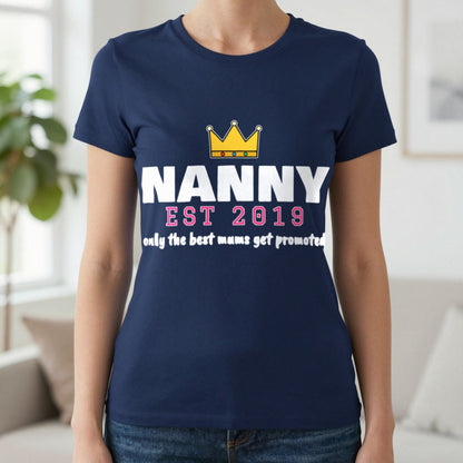 Personalised Nanny Est. T-Shirt & Sweatshirt T-Shirt in Navy, worn, our photo