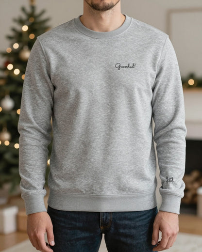 Grey embroidered Grandad sweatshirt with grandkids names