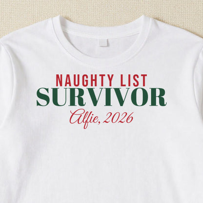 Naughty List Survivor personalised print close-up