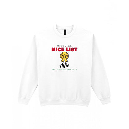 Personalised Nice or Naughty List Christmas Jumper & T-Shirt Nice Sweatshirt in White