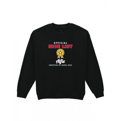 Personalised Nice or Naughty List Christmas Jumper & T-Shirt Nice Sweatshirt in Black