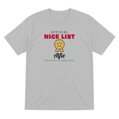 Personalised Nice or Naughty List Christmas Jumper & T-Shirt Nice T-Shirt in Sport Grey