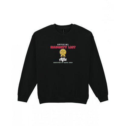 Personalised Nice or Naughty List Christmas Jumper & T-Shirt Naughty Sweatshirt in Black