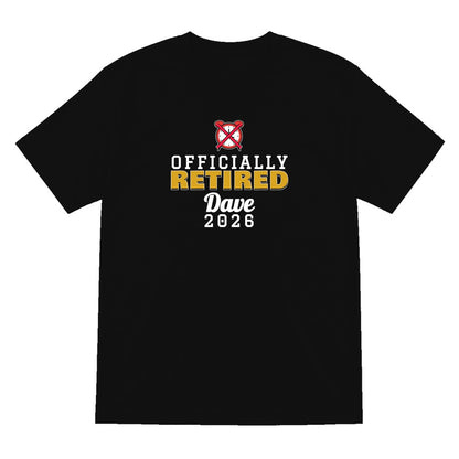 Personalised Officially Retired T-Shirt laid flat
