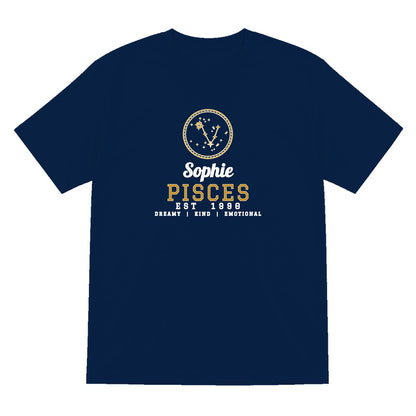 Personalised Pisces T-Shirt & Sweatshirt laid flat