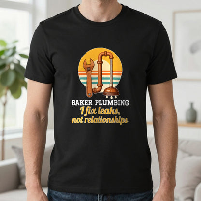 Personalised Plumbing T-Shirt & Sweatshirt T-Shirt in Black, worn, our photo