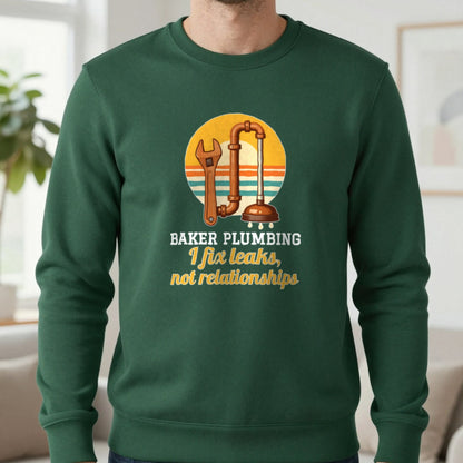 Personalised Plumbing T-Shirt & Sweatshirt Sweatshirt in Forest Green, worn, our photo