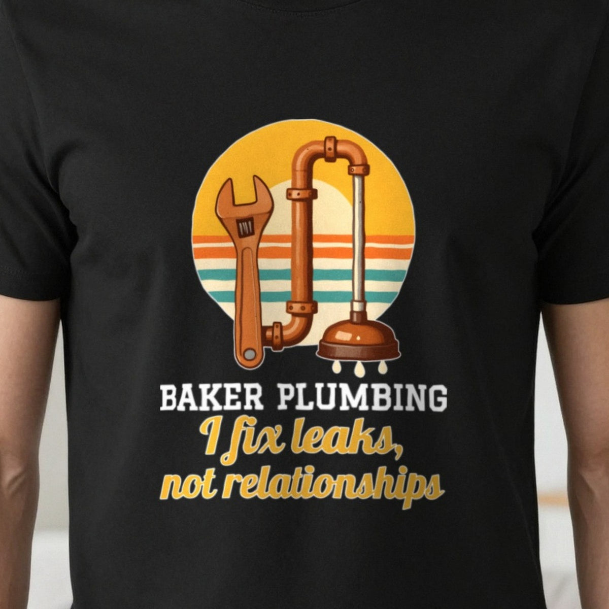 Personalised Plumbing T-Shirt & Sweatshirt print close-up, our photo