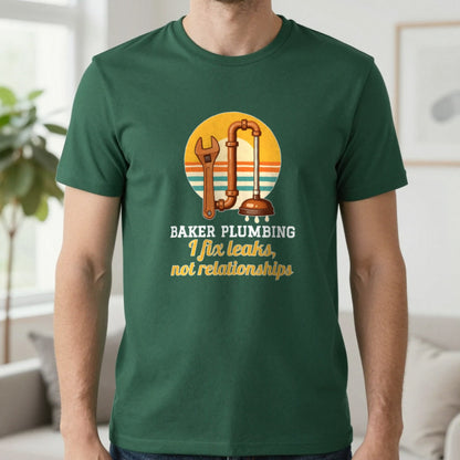 Personalised Plumbing T-Shirt & Sweatshirt T-Shirt in Forest Green, worn, our photo