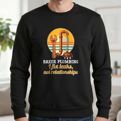 Personalised Plumbing T-Shirt & Sweatshirt Sweatshirt in Black, worn, our photo